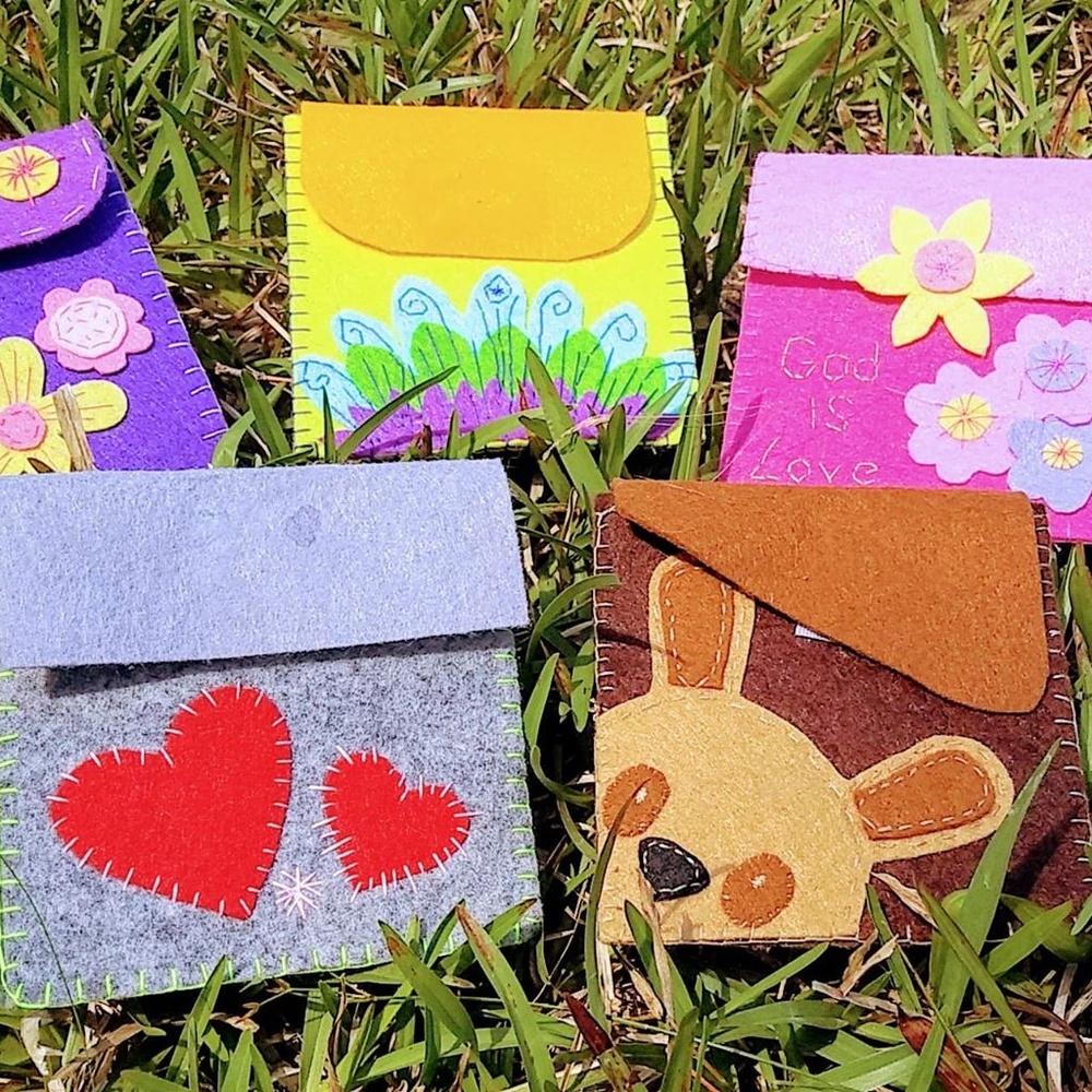 coin felt purse handmade (3pcs)